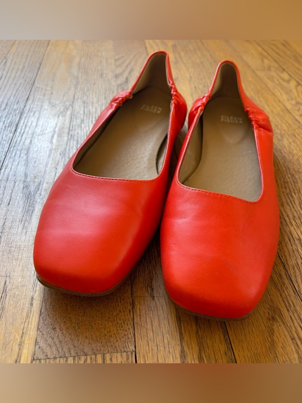 Eileen Fisher Selle Nappa Leather Ballet Flat Red Poppy Size 11 - Picture 4 of 7